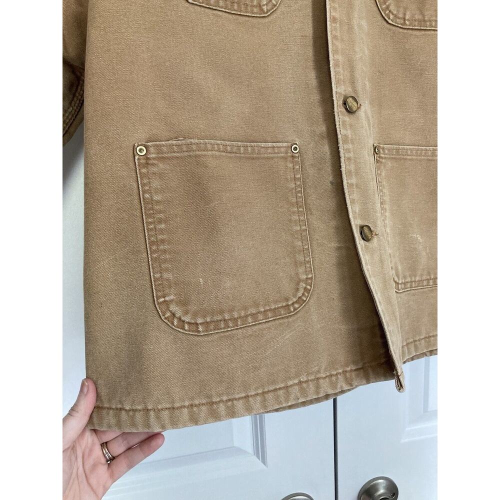 VTG Carhartt C01 BRN Michigan Firm Duck Chore Coat Jacket Blanket Lined Mens 44 - Picture 5 of 10
